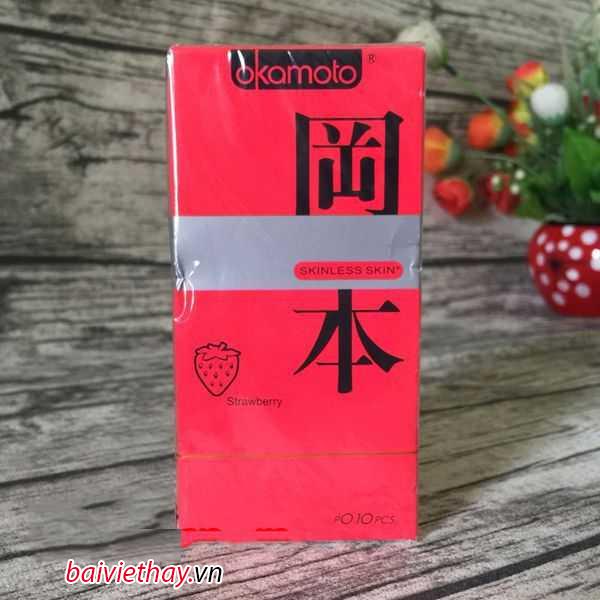 Bao cao su Okamoto strawberry huong dau2 3 1-shopthanhtung
